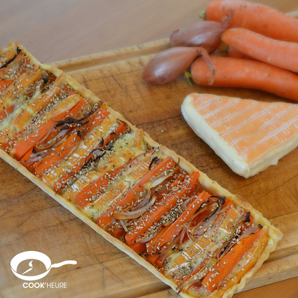 Recette de tarte carottes, échalotes et vieux pané