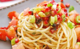 Spaghettis aux légumes sautés pour 4 personnes