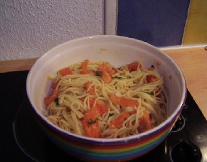 Recette de spaghettis à la concassée de tomates