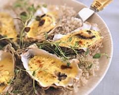 Recette huîtres gratinées au court bouillon et au champagne