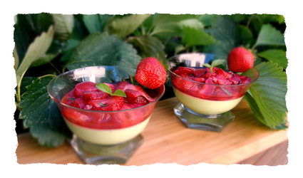 Recette de panna cotta au basilic et fraises mentholées