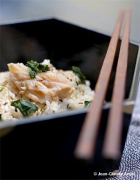 Shaké-gohan, riz au saumon et aux feuilles de thé gyokuro pour 4 ...