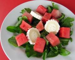 Recette salade de melon d'eau et roquette au chèvre