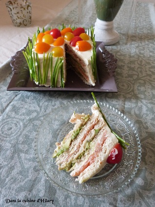 Recette de sandwich-cake au saumon fumé et guacamole