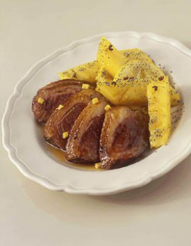 Magret au gingembre, ananas au pavot pour 4 personnes