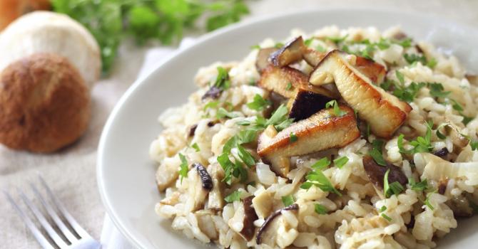 Recette de risotto aux champignons et échine de porc maison