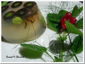 Aspic aux petits pois, olives & herbes fraîches à l'agar-agar pour 2 ...