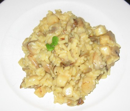 Recette de risotto aux pétoncles et champignons