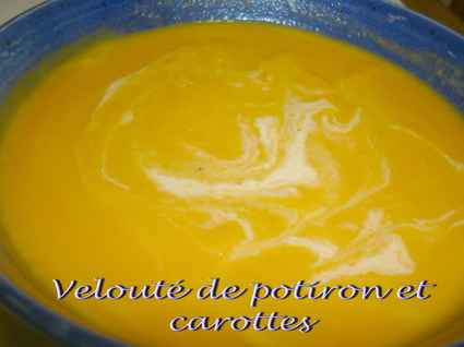 Recette velouté potiron-carottes (potage, soupe)