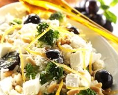 Recette salade de riz aux brocolis, chèvre et olives