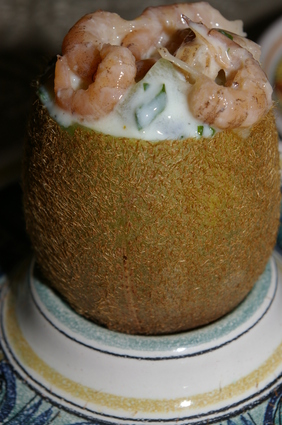 Recette de kiwi à la coque et son coeur de crabe