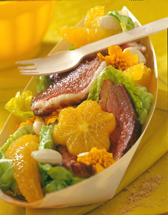 Recette de la coupelle fraîcheur salade  orange  magret