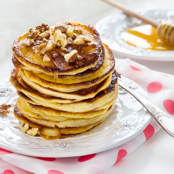 Recette pancakes allégés miel et noix