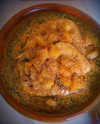 Recette de tagine de poulet aux poires, miel et cannelle