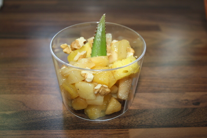 Recette de salade de fruits caramélisés et chamallow