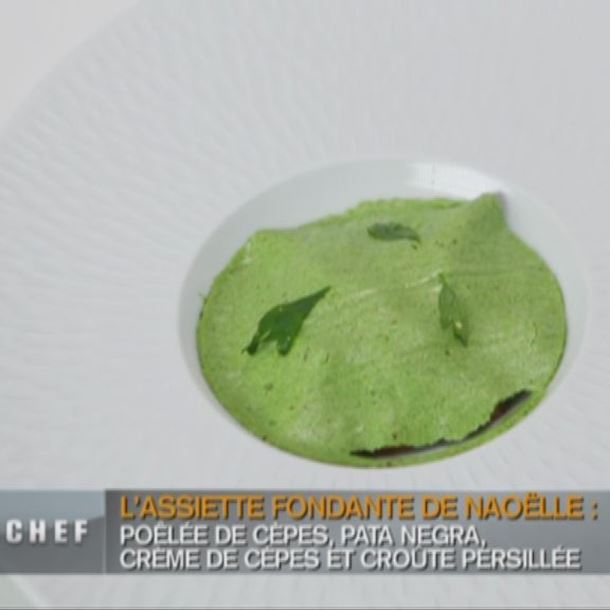 Recette chaud froid de cèpes et son voile persillé