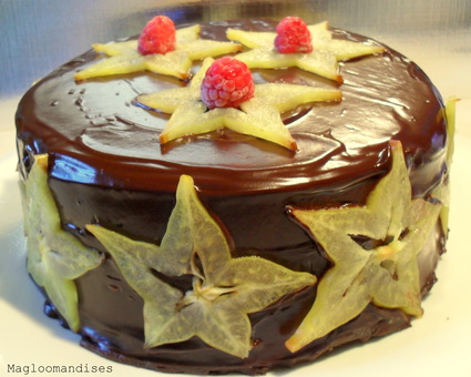Recette de cake au chocolat fourré fanache et framboises