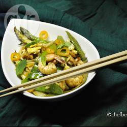 Recette pad thaï, ou wok de crevettes au tamarin et asperges ...