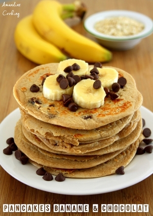 Recette de pancakes banane et chocolat, riches en protéines