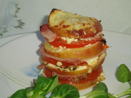 Recette de mille-feuilles tomate, pomme et jambon