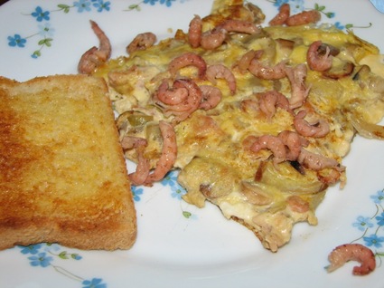 Recette omelette de fête aux crevettes grises