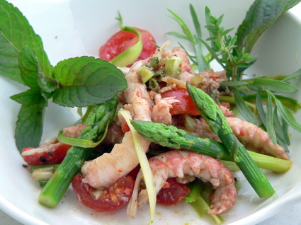 Recette de salade de langoustines aux asperges vertes