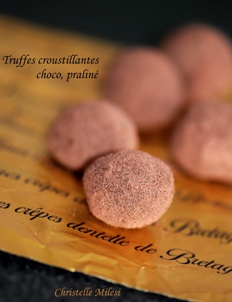 Recette de truffes croustillantes chocolat praliné