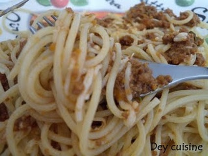 Recette spaghetti sauce bolognaise (boeuf)