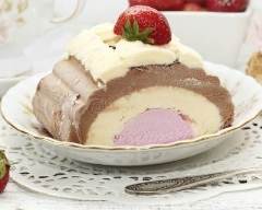 Recette bûche glacée à la fraise, vanille et chocolat