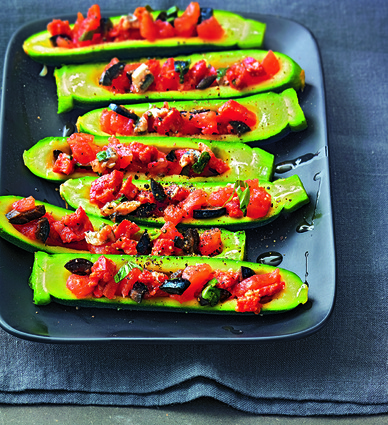 Baby courgette farcie tomate et chorizo