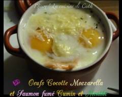 Recette œufs cocotte mozzarella & saumon fumé au cumin et menthe