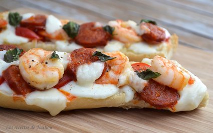 Recette de bruschetta aux gambas et chorizo