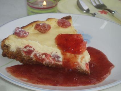 Recette de cheesecake aux pomelos-éclats et coulis de fraise