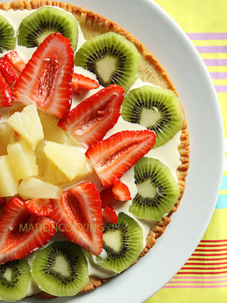 Recette de tarte fine à l'ananas, au kiwi et aux fraises