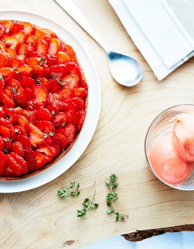 Tarte aux fraises, sorbet fraise citron pour 6 personnes
