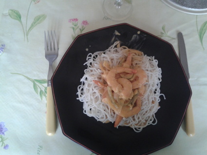 Recette de spaghetti chinois aux crevettes