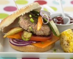 Recette hamburger au veau et légumes grillés