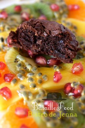 Recette de carpaccio de fruits et biscuit chocolat noir intense