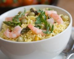 Recette salade de riz aux crevettes et aux asperges