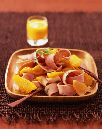 Recette de tagliatelle de jambon cuit, mangue, orange