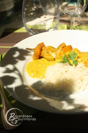 Recette de brochette de poulet et mangue au curry