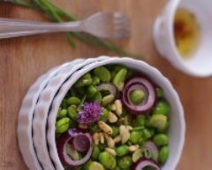 Recette salade de fèves aux fleurs de ciboulette