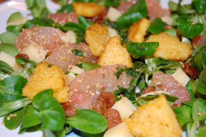 Recette de salade de mâche aux pamplemousses et polenta