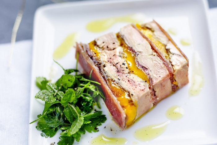 Recette de terrine de foie gras poêlé, mangue, jambon de bayonne ...