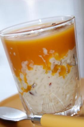 Recette de riz au lait au nougat-coulis d'abricots
