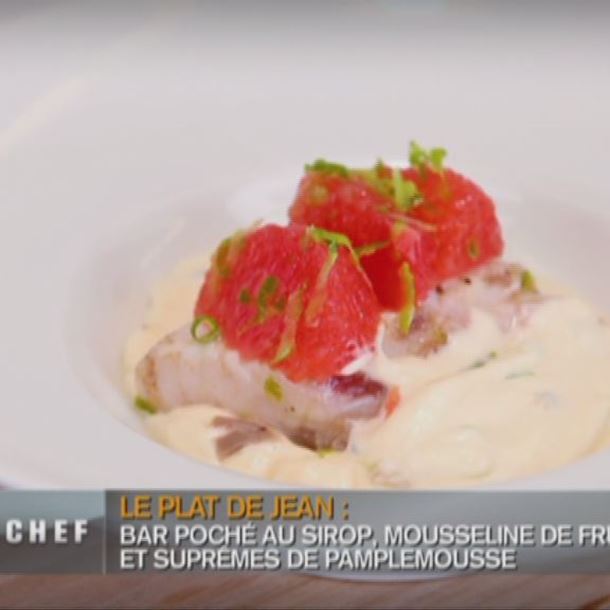 Recette le bar poché au sirop, mousseline passion