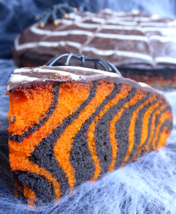Recette de gâteau d'halloween facile (zebra cake)