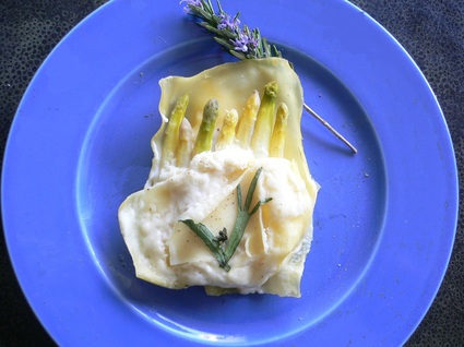 Recette de bouquet d'asperges aux lasagnes