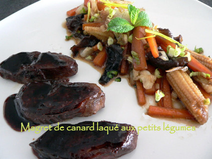 Recette de magret de canard laqué aux petits légumes