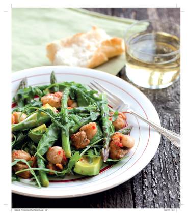 Salade d'asperges aux pois gourmands et aux saint-jacques